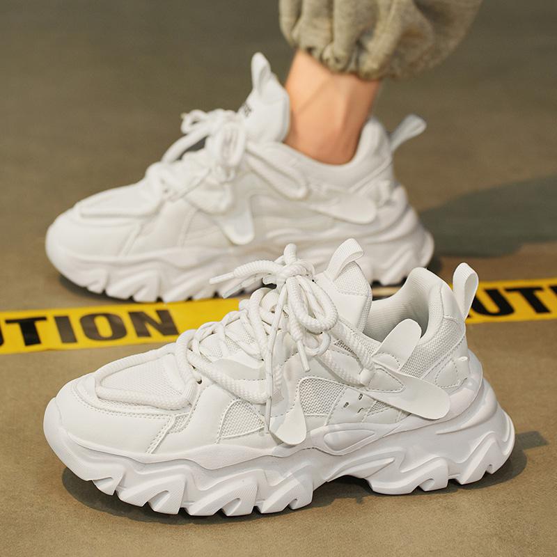 Папины кроссовки мужские лето 2025 новые на толстой подошве белые спортивные летние дышащие молодежные повседневные маленькие белые мужские кроссовки