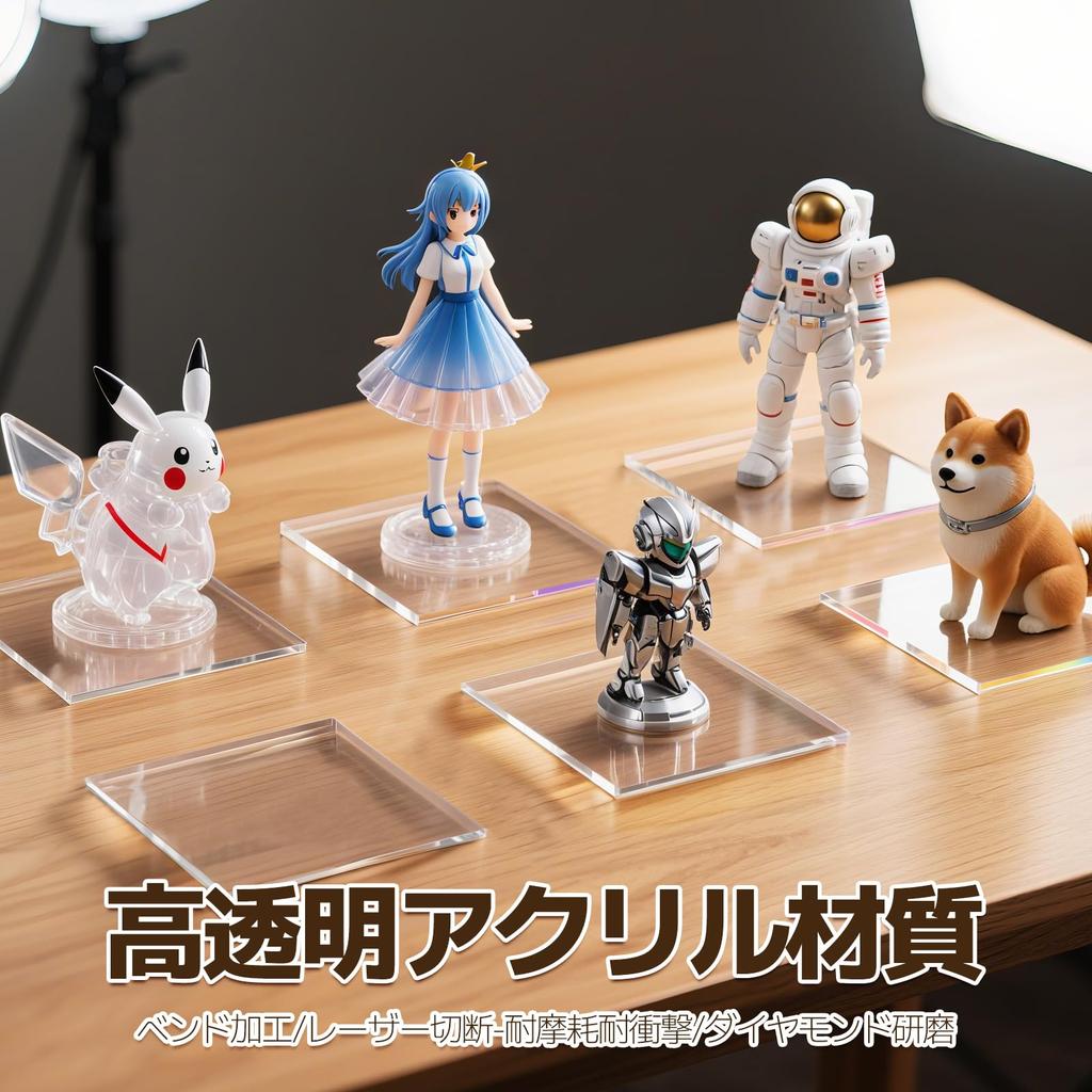 Ziyue 6-Piece Acrylic Block Display Stand, 100 мм Диаметр x 10 мм Толщина, Квадратная акриловая подставка, Прозрачная выставочная база