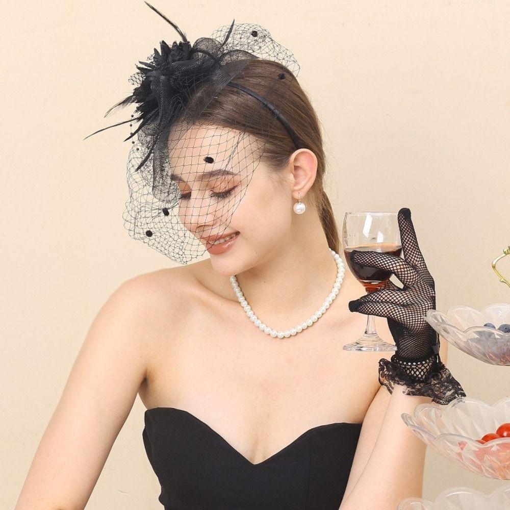 Цветы Сетка Пряжа Разноцветный Заколка-фасинатор Заколки для волос Шляпка Заколка для волос Свадебный головной убор