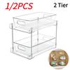 2 Tier Cabinet Clear Organizer Multipurpose Pull-out Under Sink Organizer Space Saving for Kitchen Pantry Office Desktop