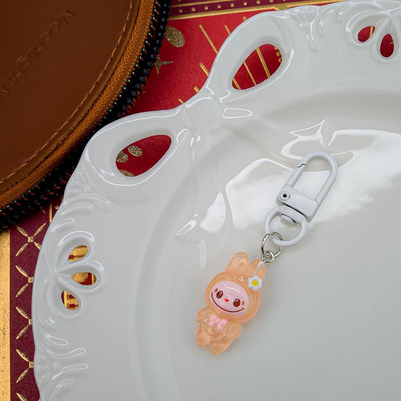 5Pcs Cartoon Kawaii Flower Labubu Keychain Pendant  Funny Car Keyring Exquisite Cute Backpack Decoration Accessories Gift