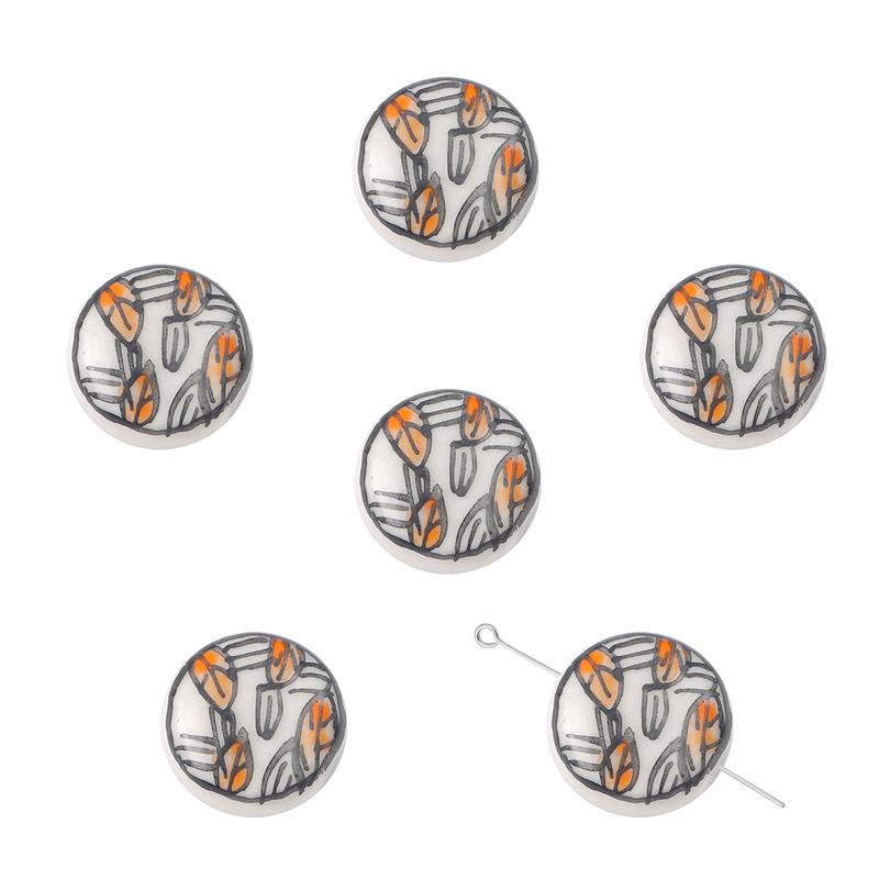 2 шт./пакет, ручная роспись, 15 мм, керамические фарфоровые бусины, цветочные сердечки, очаровательные бусины, свободные бусины-разделители для ожерелья, сережек, сделай сам, изготовление ювелирных изделий