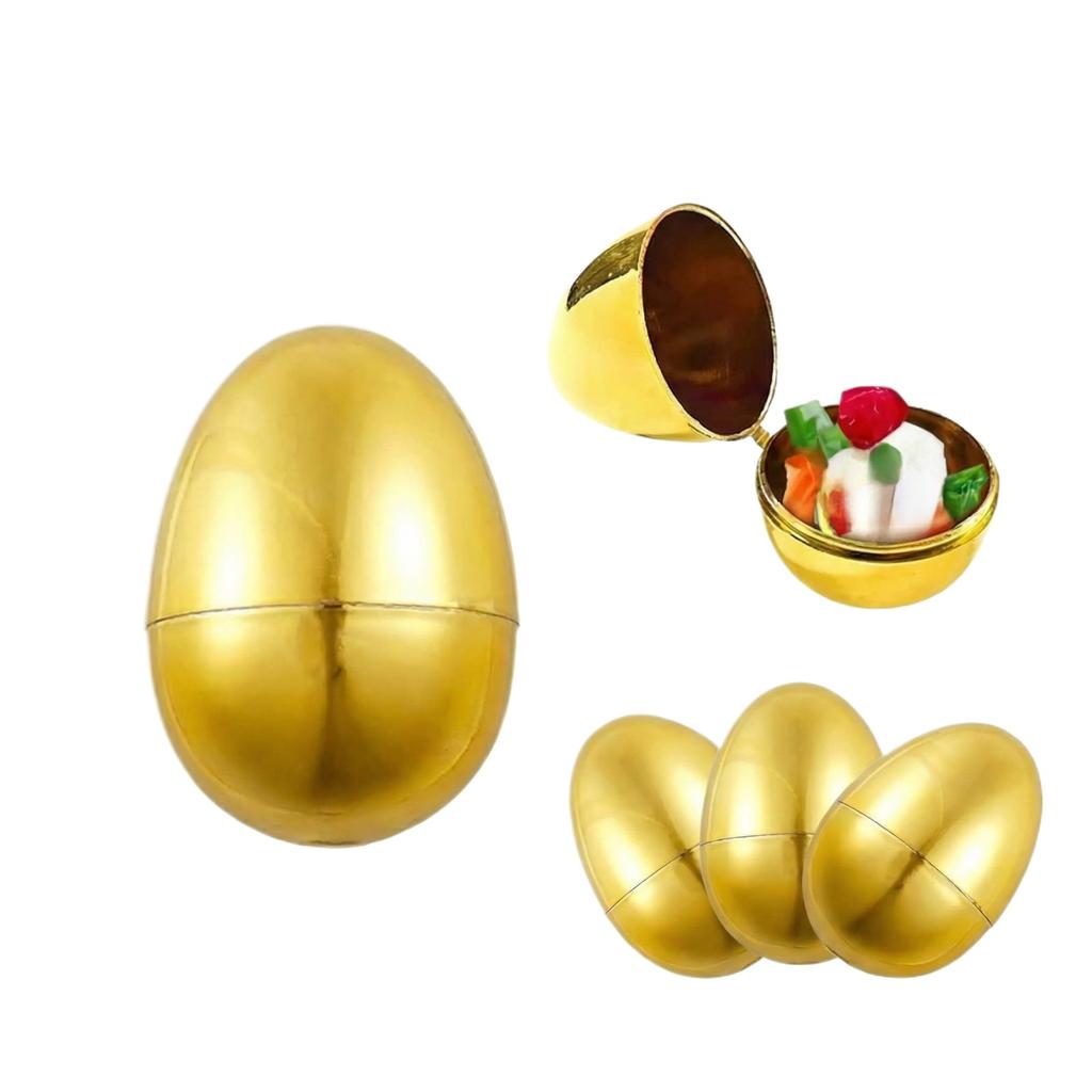 Pack Of 12 Golden Easter Eggs, Easter Eggs Fillable, Easter Egg 6 Cm, Easter Egg Hunting Games, Guest Gift Fillers For Easter Party, Activities
