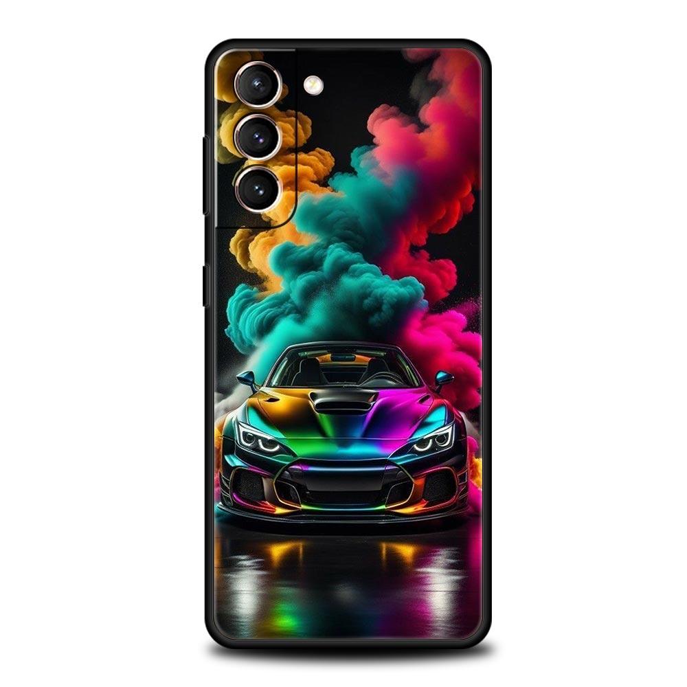Крутой чехол для телефона со спортивной машиной для Samsung Galaxy S26 Ultra S25 Plus S24 FE S23 S22 5G S21 S20 Черный Мягкий