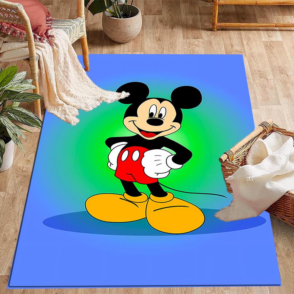 Mickey Mouse In Starry Night Disney Cartoon Theme Anti-Slip Rug - Polyester, Home Decor, Suitable for Bedrooms, Living Rooms, Doorways, and Studios