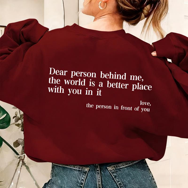 You Are Enough Casual Round Neck Long Sleeve Printed Plus Velvet Hoodie