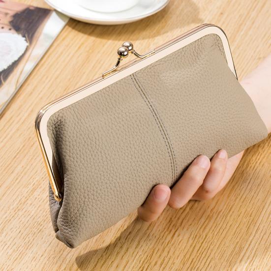 Женский клатч-кошелек, винтажный клатч с замком-поцелуем, дорожный кошелек из натуральной кожи с отделениями для нескольких карт, держатель для карт для свиданий, вечеринок, шопинга