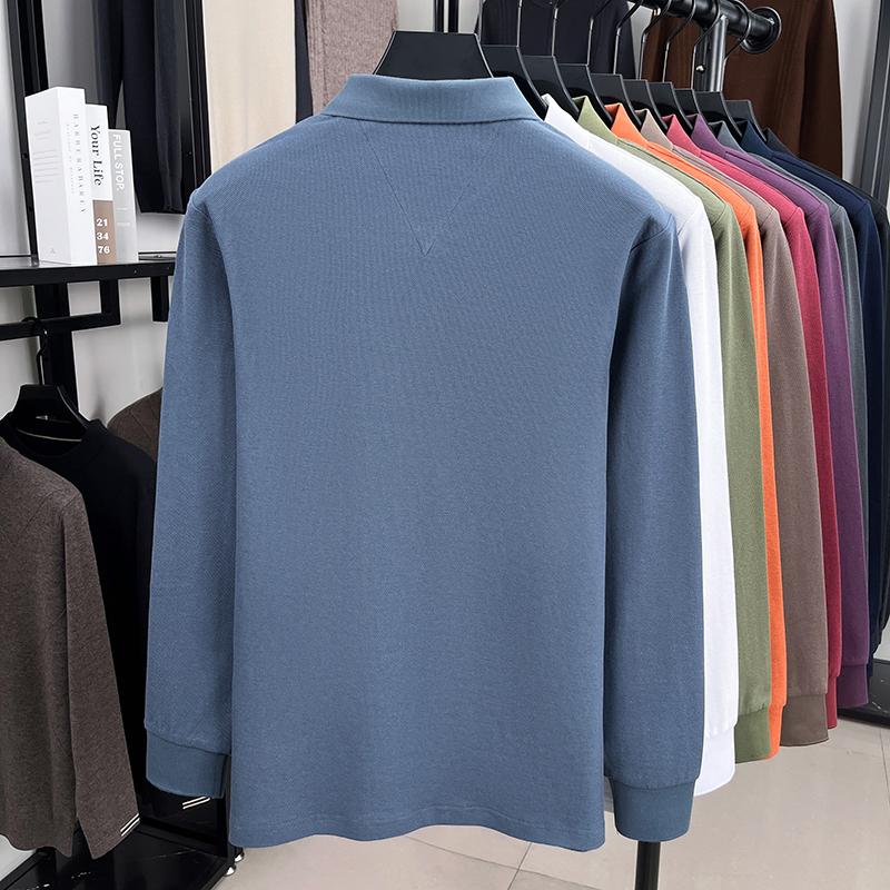 100% Pure Cotton Men'S Long Sleeved Polo Shirt Autumn New High-End Brand Little Bee Embroidery Design Casual Top Golf T-Shirt