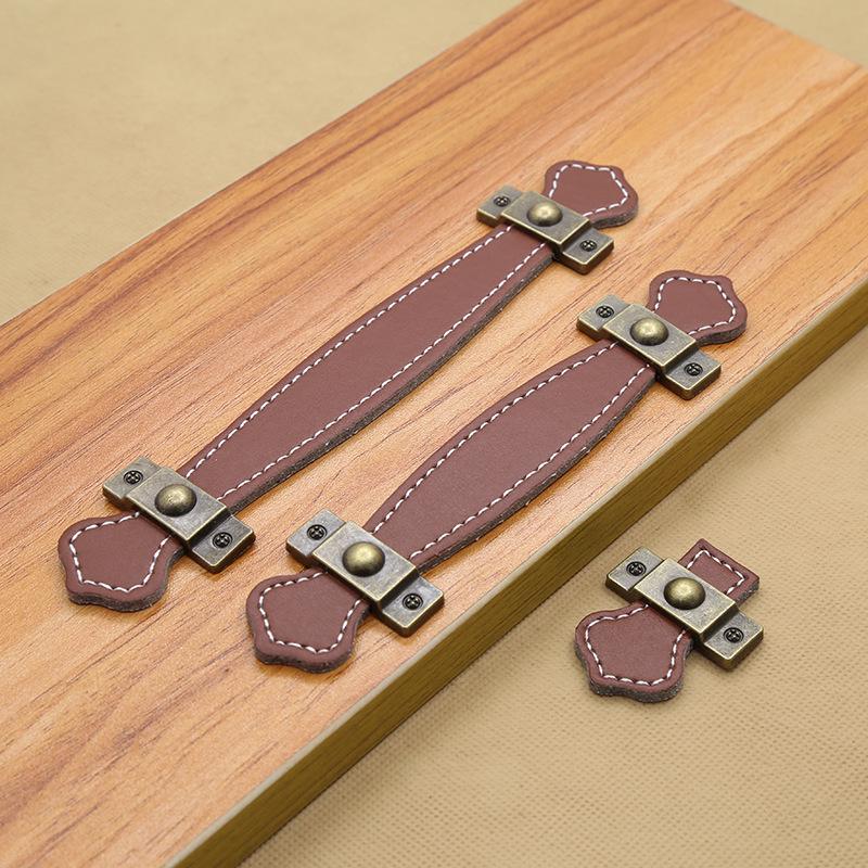 Коричнево-Черная Кожаная Ручка для Чемоданов, Сумок, Ящиков и Шкафов