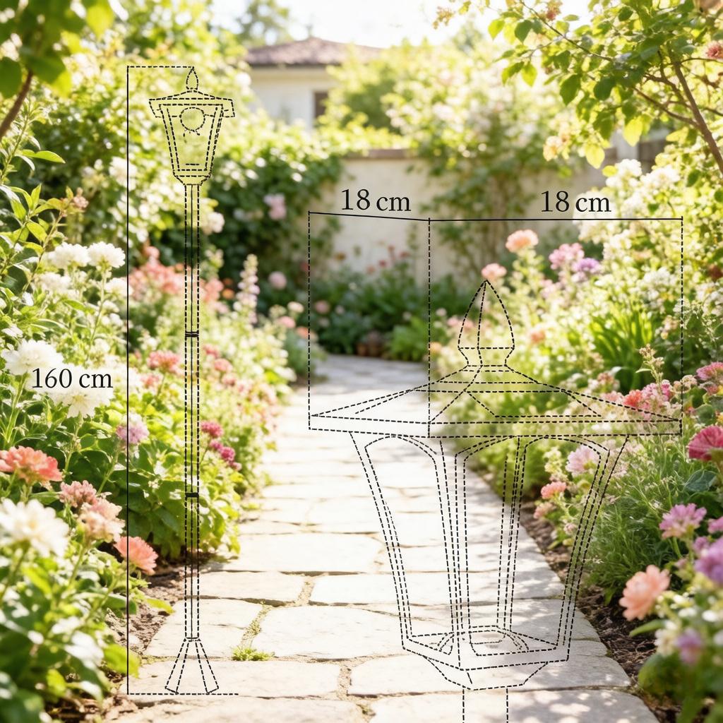 Solar Garden Light in Vintage Look, Outdoor Lighting Floor Lamp, Classic Post Lamp, Outdoor Lantern (only with 1pc Outdoor Lighting Floor Lamp)