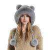 Зимняя женская шапка из пушистого плюша с утолщенным теплом, с декором в виде мяча, защита ушей, однотонная, ветрозащитная, для кемпинга, велоспорта, катания на лыжах, головной убор