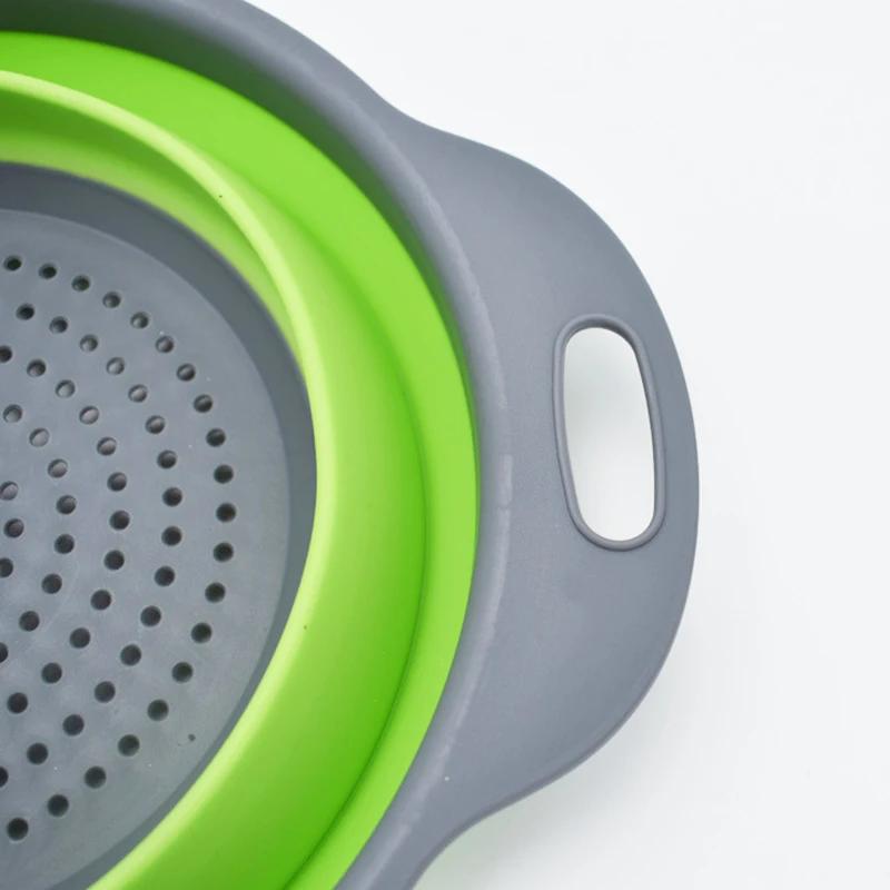 Складное сито Корзина для мытья фруктов и овощей Дуршлаг Сушилка для посуды Силиконовый дуршлаг Складная сушилка Кухонные гаджеты