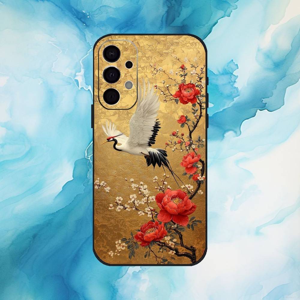 Lucky Crane Phone Case For Samsung Galaxy A73,A72,A71,A70,A53,A52,A51,Soft Silicone Black Cover