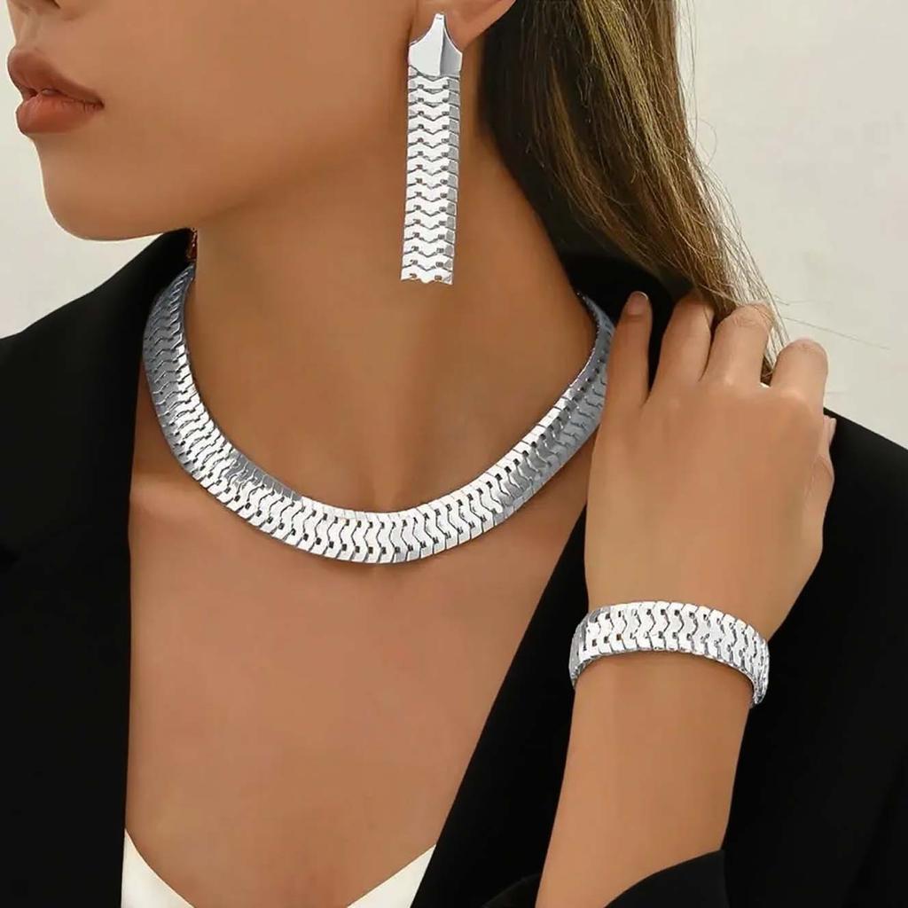 Classic Style Necklace, Bracelet, Earrings, Jewelry Set Combination, Suitable for Daily Casual Versatile Women's Accessories