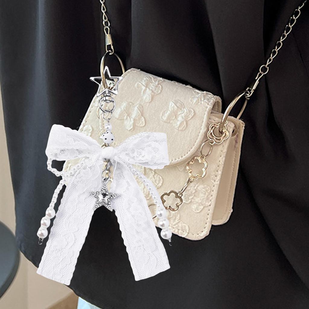 Жемчужные бантики Подвеска-шарм для сумки Эстетичные брелоки для кошелька Брелок для женщин Рюкзак Кошелек Сумка Декор