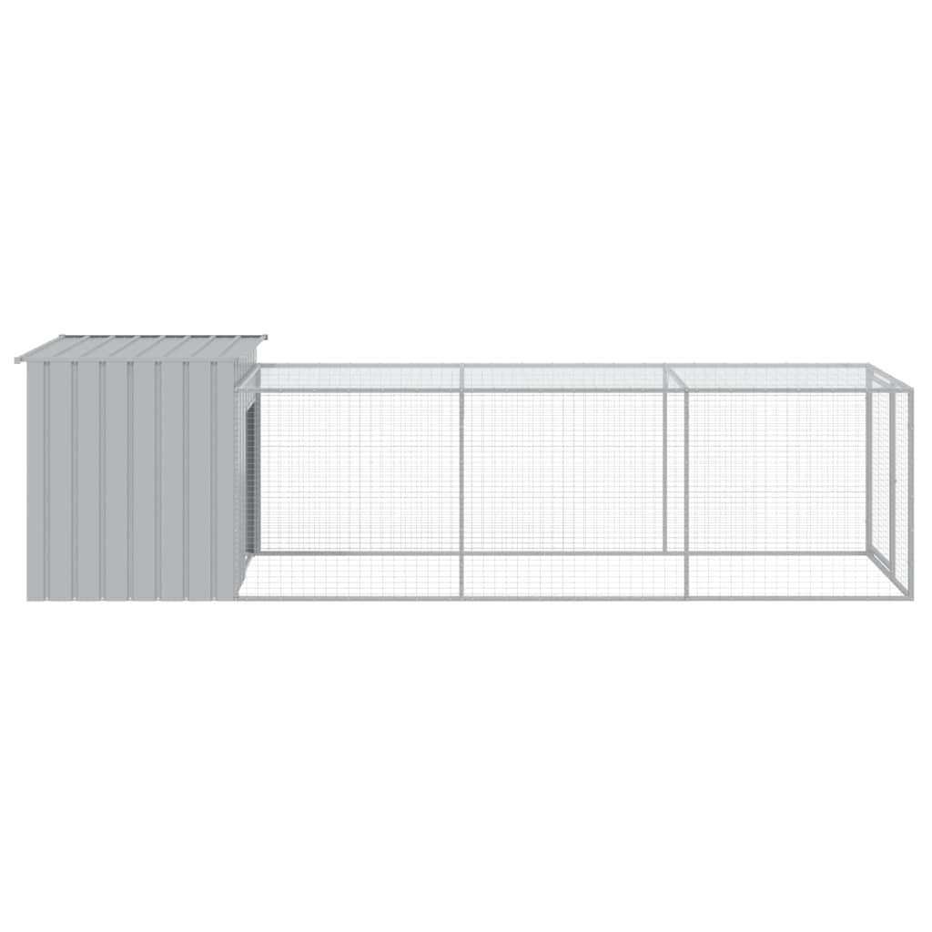 Chicken Coop with Run Light Grey 110 x 405 x 110 cm Galvanized Steel