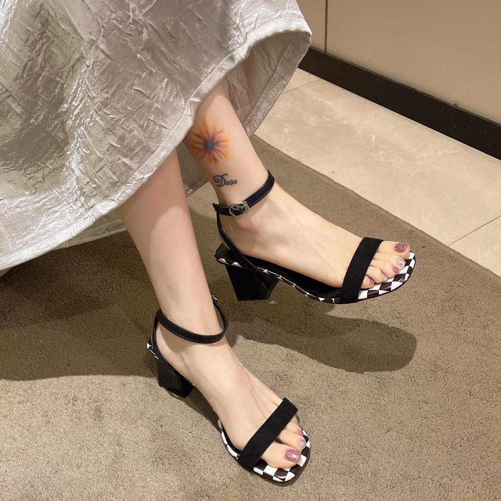 Fashion Women High Heel Sandals Summer Casual Female Shoes Woman Square Heel Open Toe Ankle Strap Ladies Sandalias Wedge Shoe 2024 New
