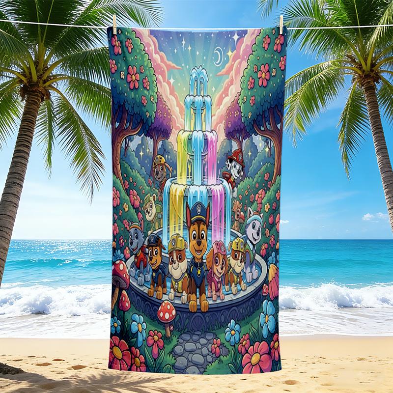 1Pc Paw Patrol'S Magical Fountain Beach Towel Quick Dry Multiuse For Beach Pool Gym Yoga Home Travel Christmas Halloween Xmas Gift S1380