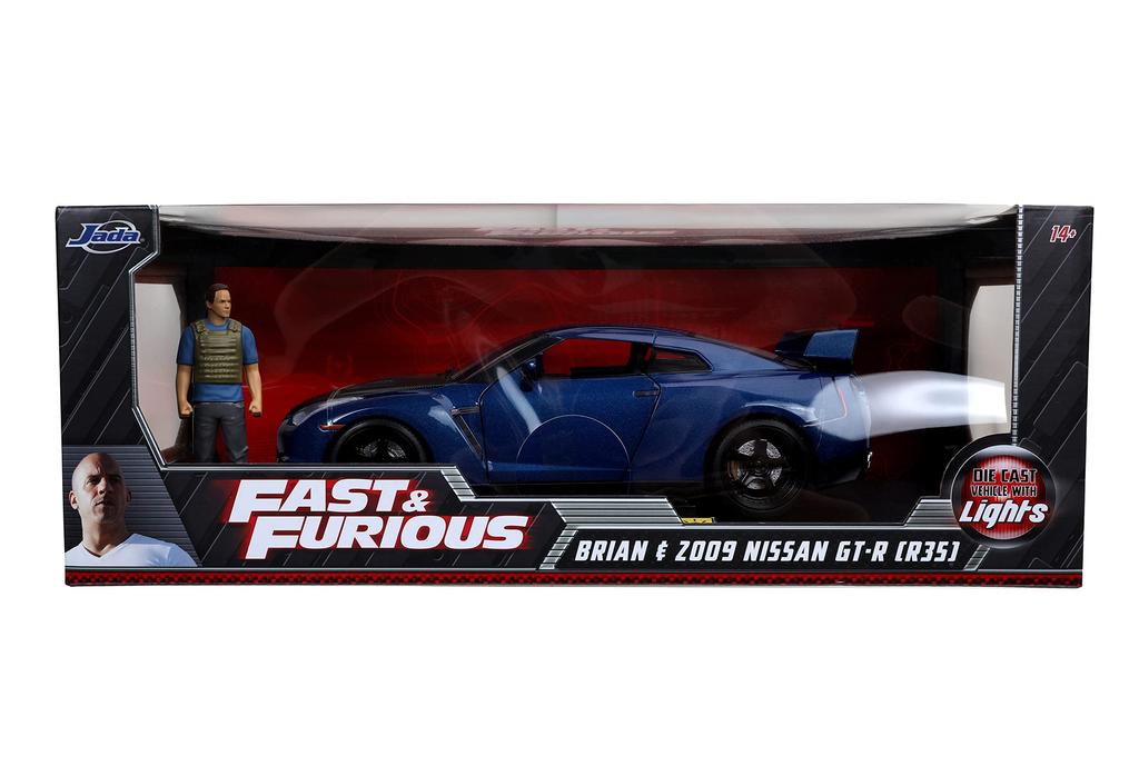 Литой автомобиль JADATOYS Fast Furious Nissan BRIAN 118 и GT-R Брайана (Р35) с СВЕТОМ и