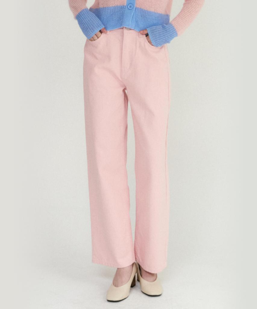 LEI AVERY Cotton Twill Straight Pants (Pink)