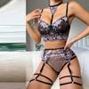 Модное женское сексуальное нижнее белье, милый бюстгальтер, кружевная пижама с открытой спиной и подвязками, комплект нижнего белья с Т-стрингами