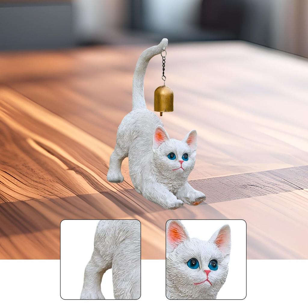 Resin Cat Figurine Decorative Sculpture Garden Animal Statue Modern Ornament for Porch Lawn Housewarming Decor