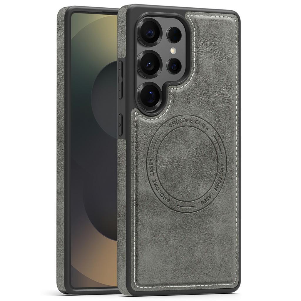 For Samsung Galaxy S25 Ultra Case Compatible with MagSafe Leather Back Phone Cover