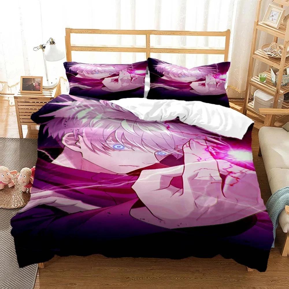 Постельное белье с рисунком аниме дзюдзюцу кайсен с 3D-печатью, комплект постельного белья размера «queen size», мягкий и удобный, индивидуальный комплект постельного белья размера «king size»