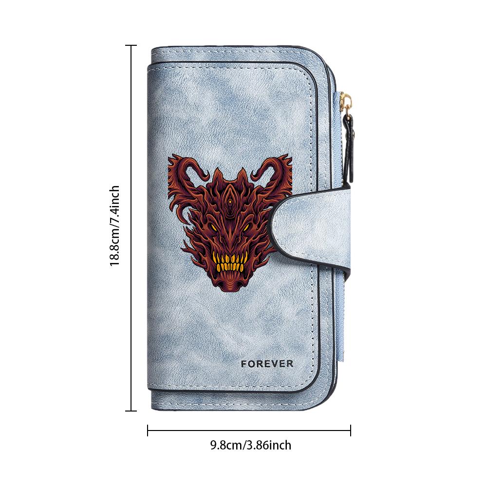 Gothic Demon Pattern Long Wallet Forever Design Multi Slot Card Holder Purse