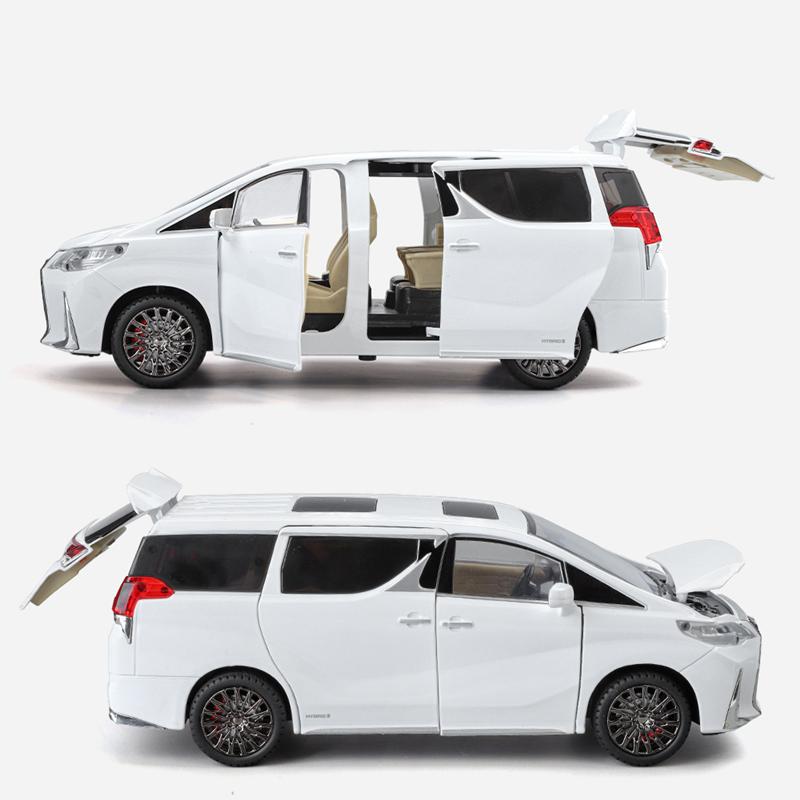 YMT1 1:24 Lexus LM300 MPV Alloy Car Model Diecast Metal Vehicles Car Model High Simulation Sound and Light Children Toy Gift With Key