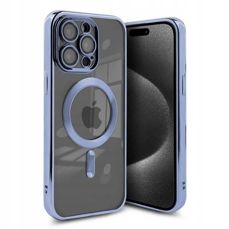 Case For Iphone 15 Pro Magsafe Reinforced Case Blue Case + Glass