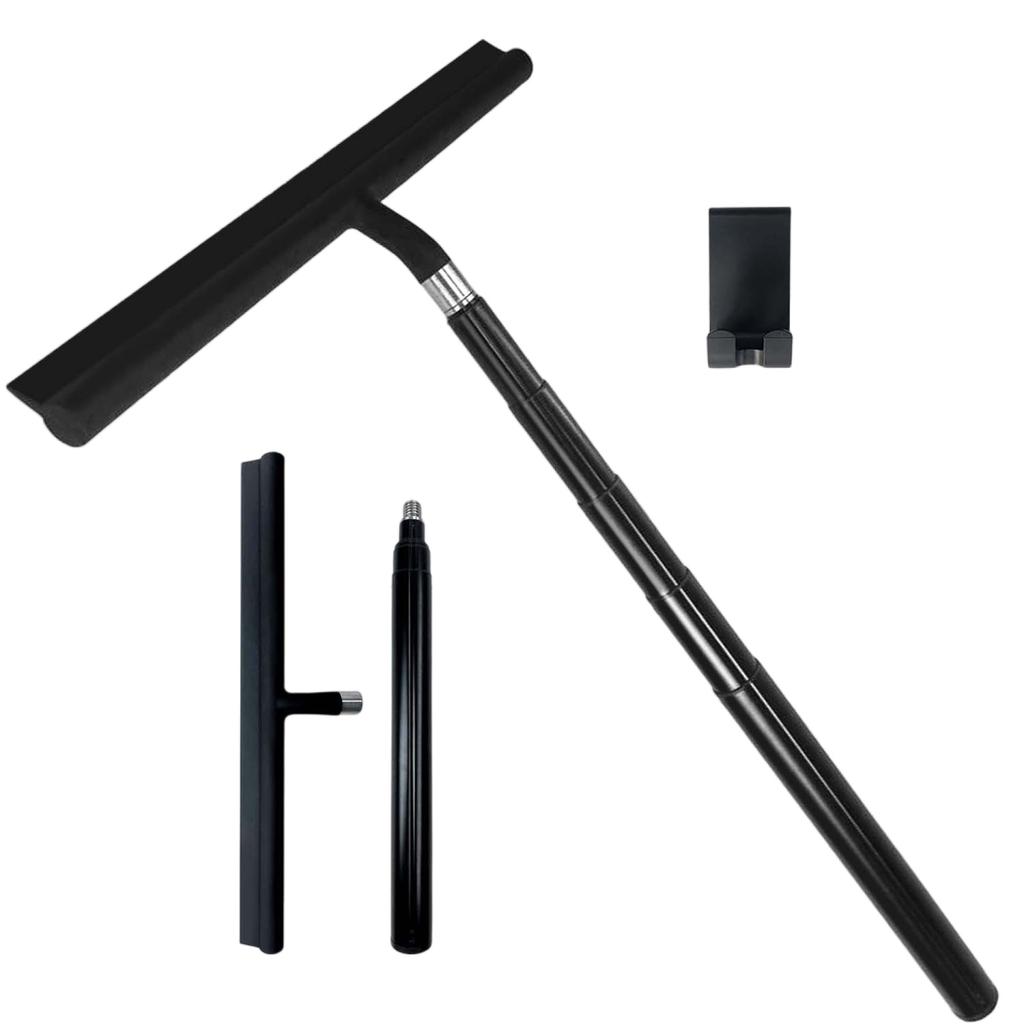 Expandable Bathroom Window Cleaner Steel Long Handle Shower Scraper with Nonslip Hook Multipurpose Surfaces Maintenance