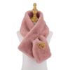 Women Faux Rabbit Fur Plush Shawl Neck Warmer Solid Color Cross Scarf Neckerchief Wrap