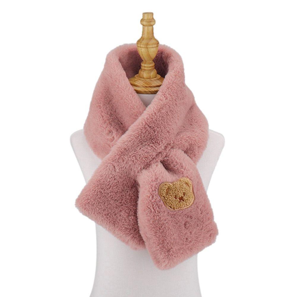 Women Faux Rabbit Fur Plush Shawl Neck Warmer Solid Color Cross Scarf Neckerchief Wrap