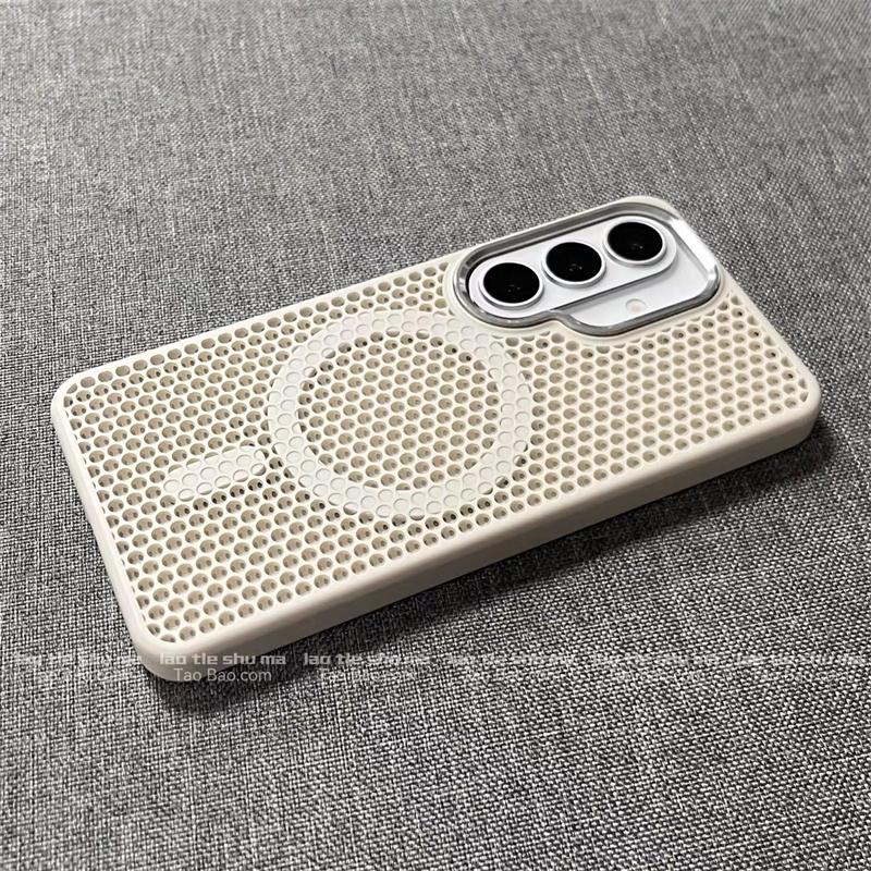 Case For Samsung Galaxy A57 A56 A55 A54 A37 A35 A27 A26 A17 A16 5G For MagSafe Magnetic Cooling Honeyb Mesh Protective Cover