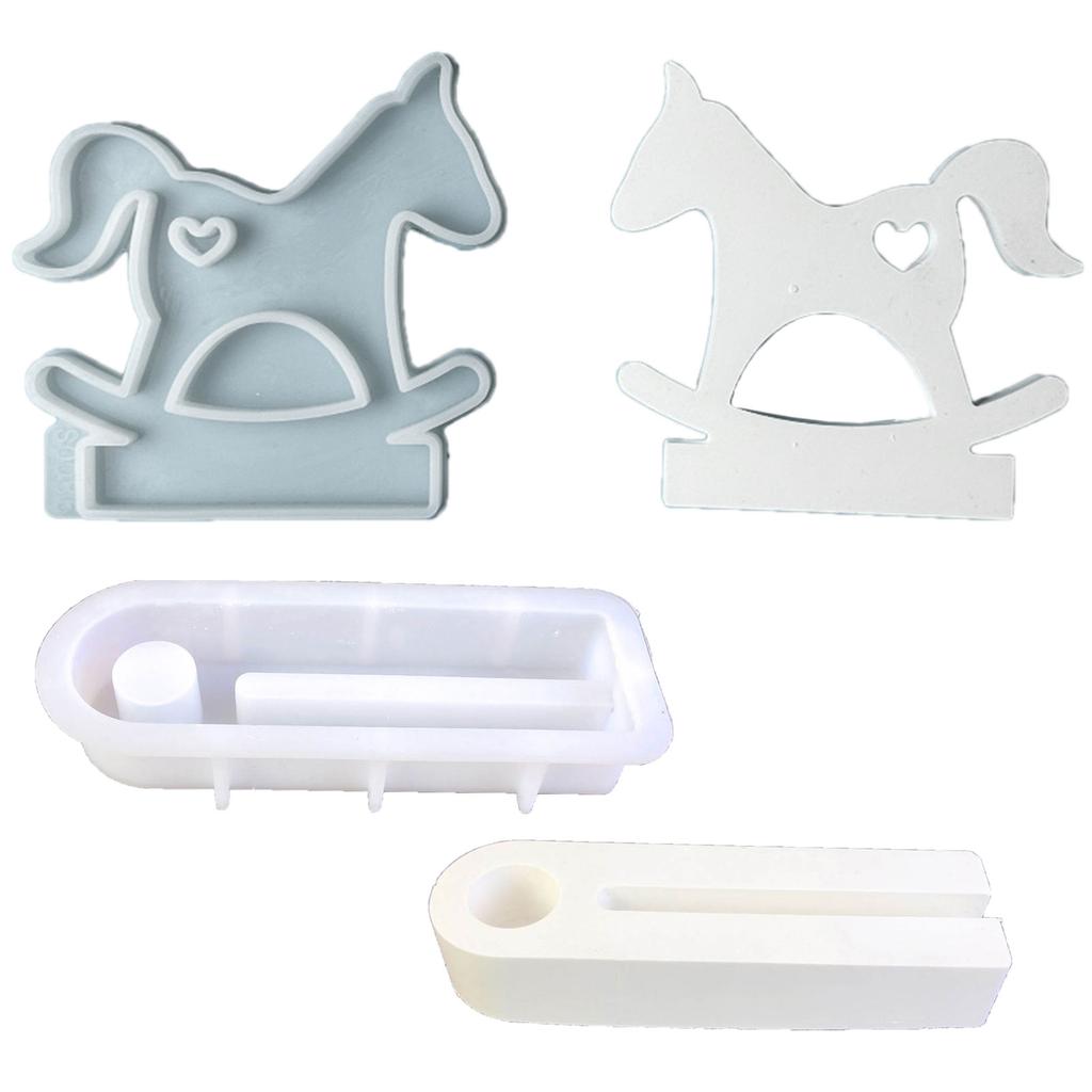 Hearts Horse Candlesticks Resins Moulds DIY Castings Moulds Candle Holder Silicone Molds for Table Home Decorations