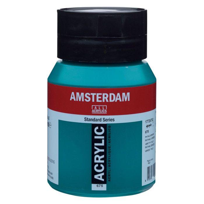 Peinture Acrylique - Vert phtalo - 675 - Amsterdam - Pot de 500ml