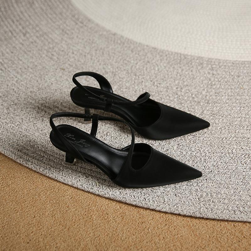 Босоножки на высоком каблуке с острым носком для женщин, летние новые босоножки на тонком каблуке с прямым ремешком, модная женская обувь