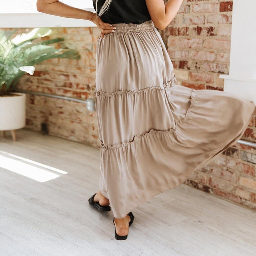 Женская модная однотонная эластичная повседневная юбка в стиле пэчворк с высокой талией