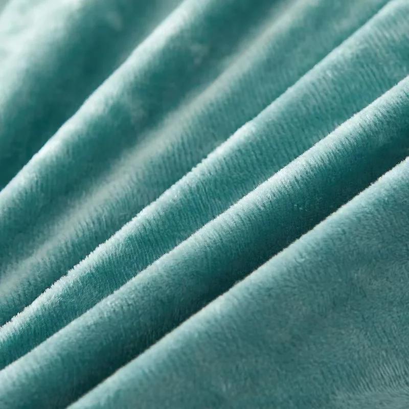 Luxury Solid Color Crystal Velvet Quilted Bedspread King Queen Size Lace Soft Coral Fleece Bed Skirt Not Including Pillowcase