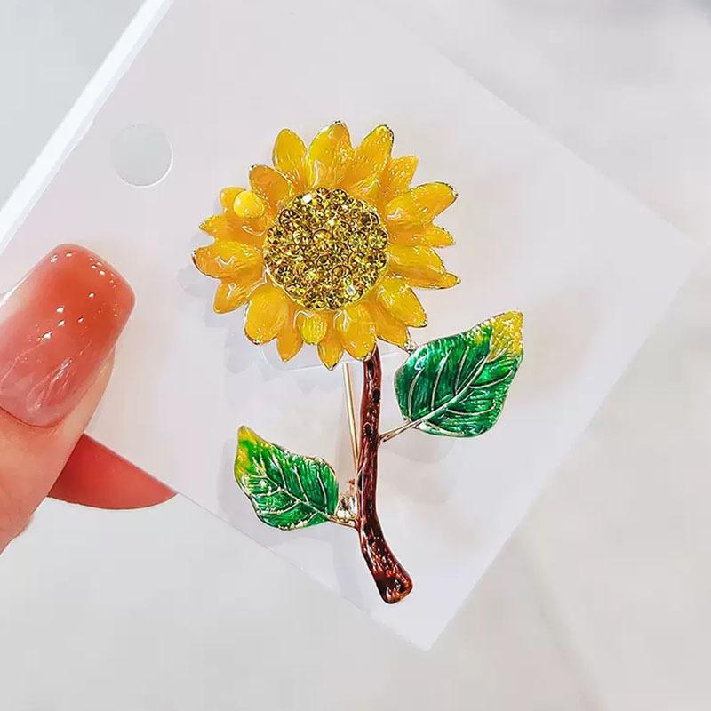 Win The Championship In One Fell Swoop Van Gogh Sunflower Flower Brooch High-End Temperament Design Sense Enamel Brooch Pin Clothing Accessories