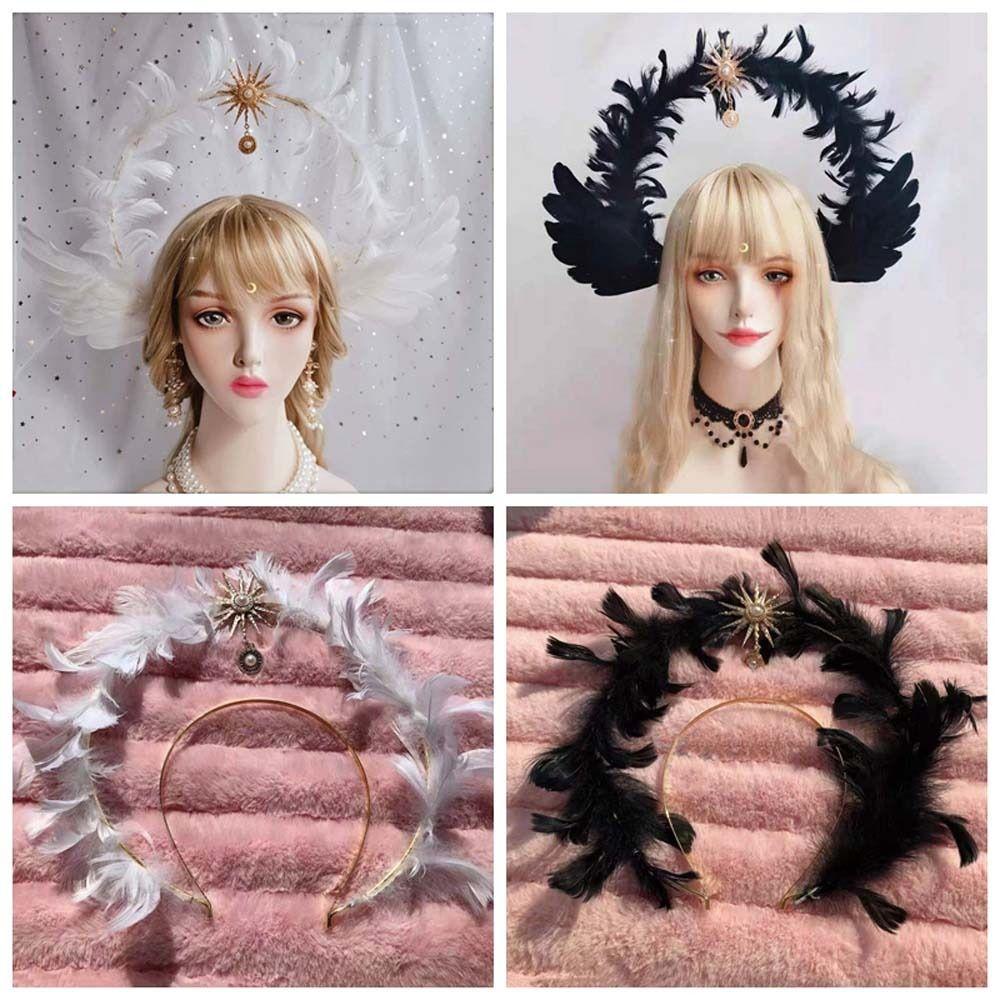 Повязка на голову "Звездное перо" Солнечная Лолита Заколки для волос Креативный обруч для волос "Крылья ангела" Вечеринка