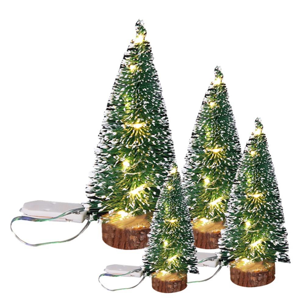15/20/25/30cm LED Light Mini Artificial Christmas Tree Decoration Pine Needle Tree Green Cedar Xmas Tree Party Desktop Ornament