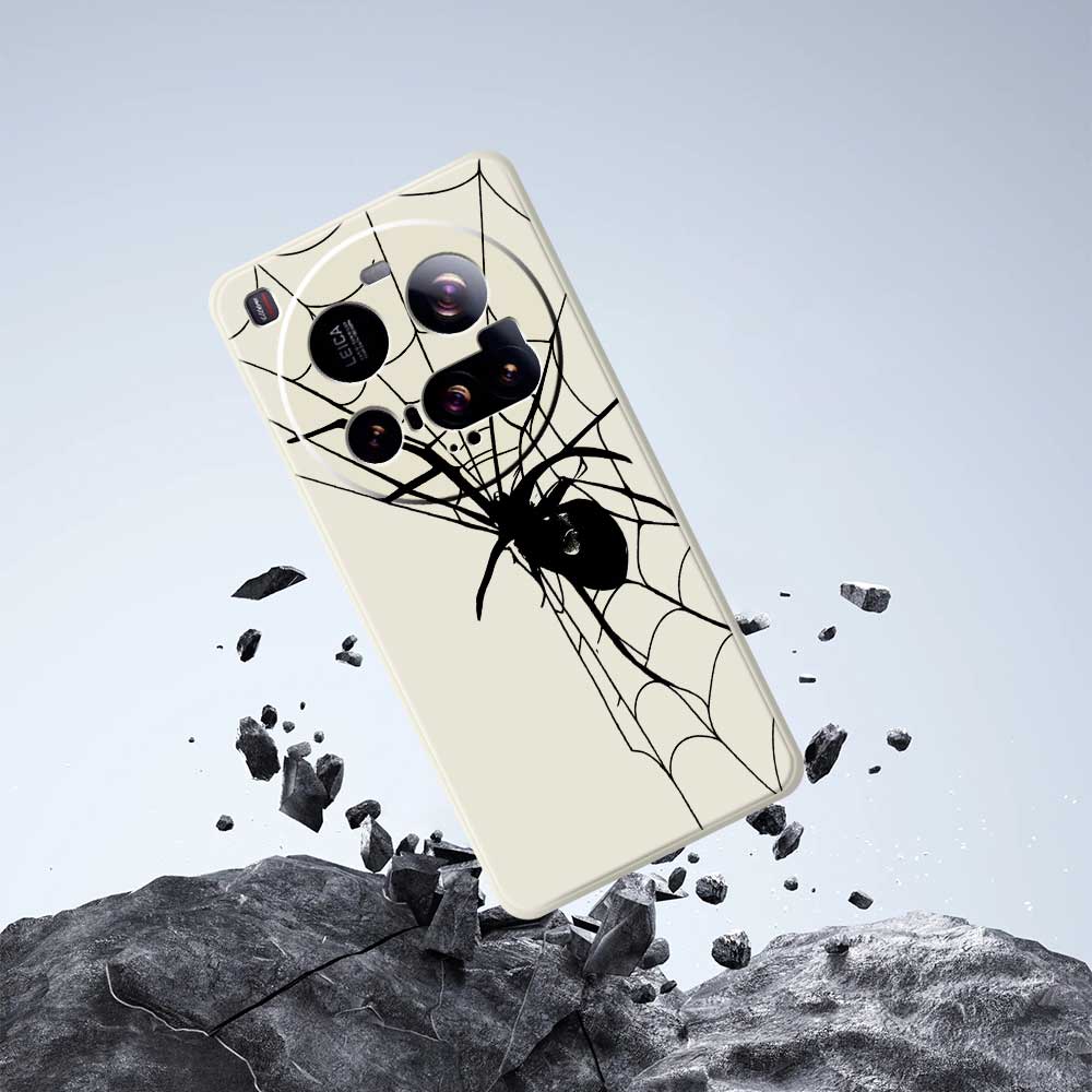 For Xiaomi 15 Ultra Case Spider Pattern Printing Straight Edge TPU Phone Back Cover