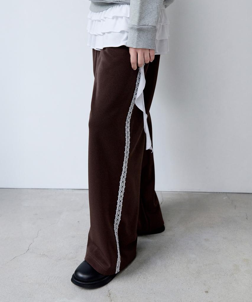 ROLAROLA Lace Wide Track Pants Brown