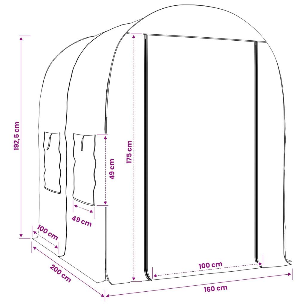 Greenhouse with Frame 160 x 200 x 192.5 cm Transparent PVC