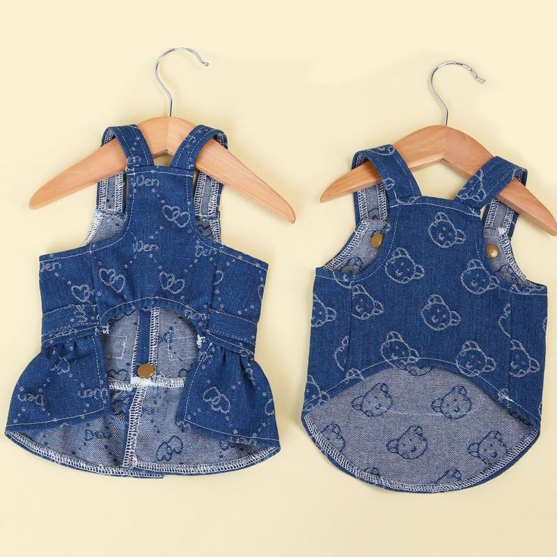 Костюм Love Jeans Pet Denim Dress для собак, жилет для маленьких собак, роскошная юбка на подтяжках для собак, милый принт, одежда для щенков