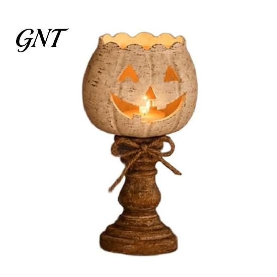 Autumn Holiday Party Supplies Rustic White Pumpkin Tealight Candle Holder Set, Farmhouse Halloween Tea Light Decorative Fall Accents for Coffee