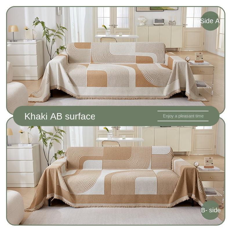 Чехол для дивана в японском стиле с кисточкой, двухстороннее одеяло, чехлы для диванов, геометрические линии, вставки для полотенец, домашний декор, гобелен