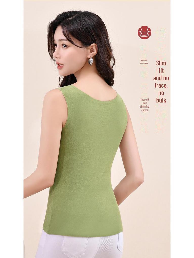 Женский самонагревающийся терможилет из немецкого бархата: Двусторонняя шлифовка, бесшовный, однотонный, плотный, осень/зима